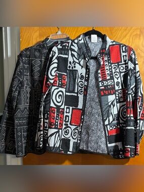 Bundle of 2 Alfred Dunner Quilted Graphic Jackets, size 14P